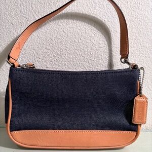 Coach Denim and Tan Leather Mini Shoulder Bag